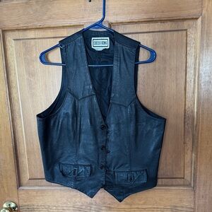 Chess King Black Leather Vest for Men